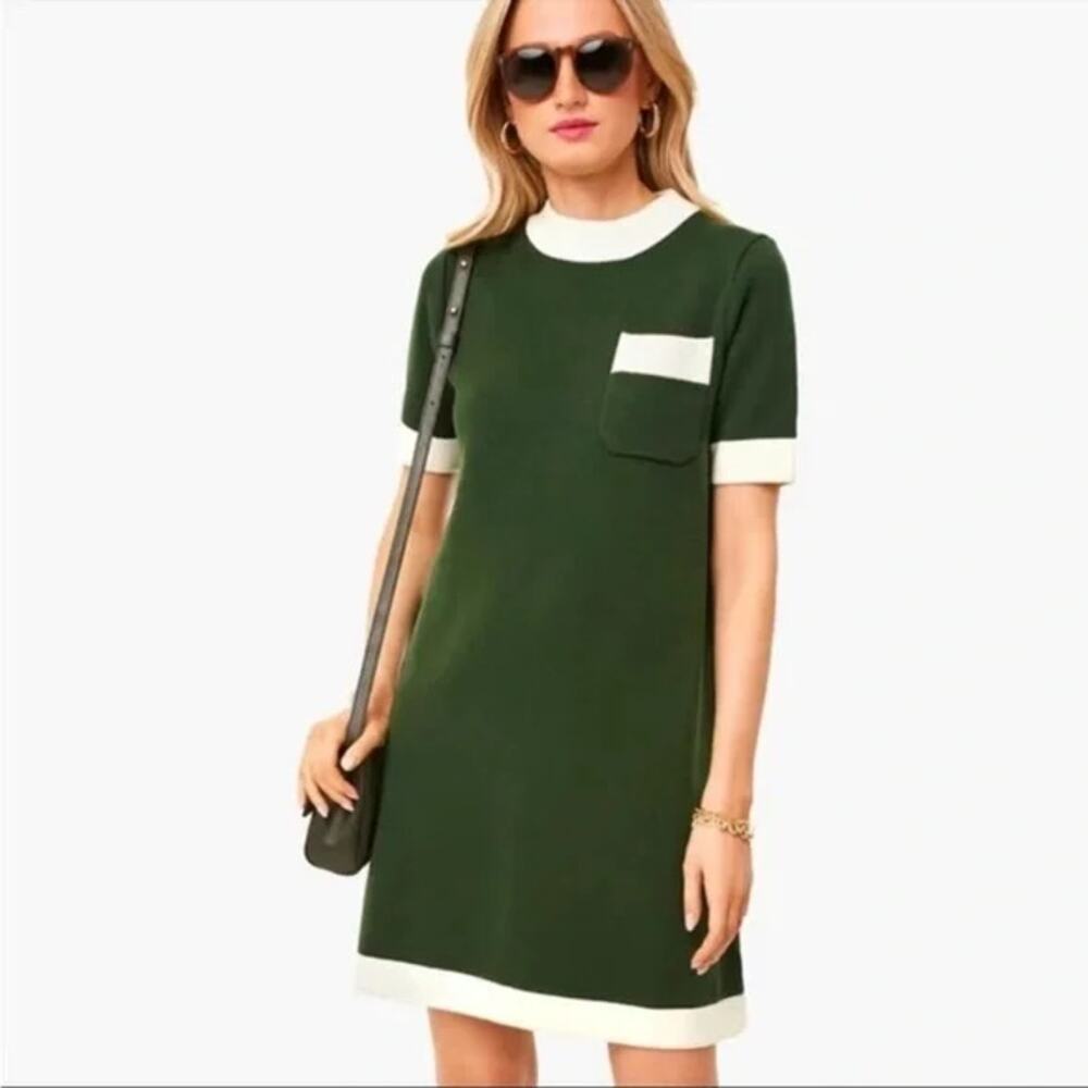Tuckernuck Forest Green Mini Dress with Cream Trim